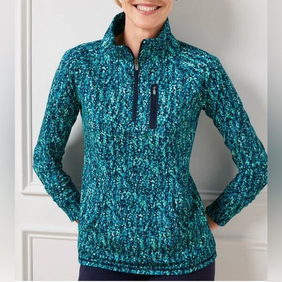 Talbots Jackets & Blazers - Talbots Performance Interlock Half Zip Pullover Bicolor Dots Size XL